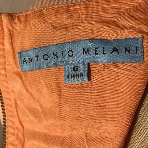 Antonio Melani sz 6 orange and white pinstripe dress/fully lined/exposed zipper - Picture 13 of 16